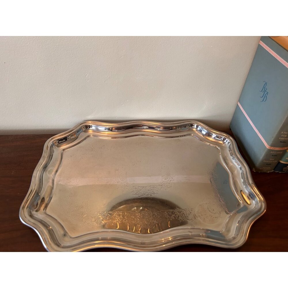Vintage Ornate Metal Serving Tray 16x11.5”